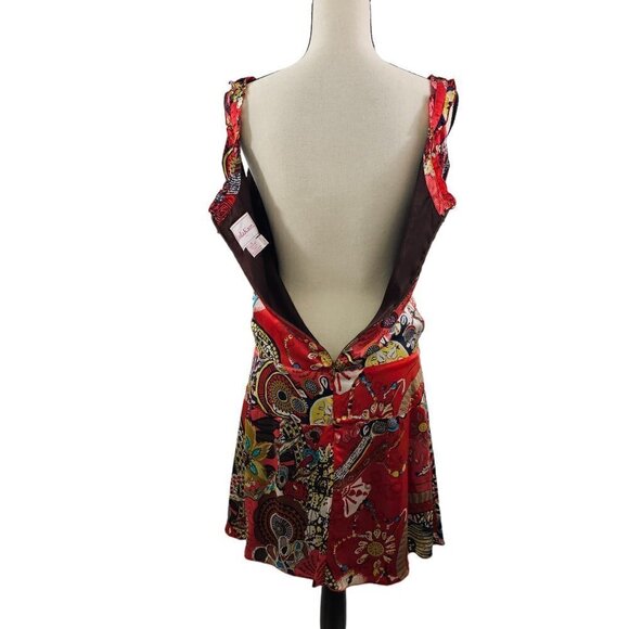 Lula Kate Abstract Floral Silk Drop Waist Sleeveless Slip Lined Dress Size 4 - Picture 10 of 16